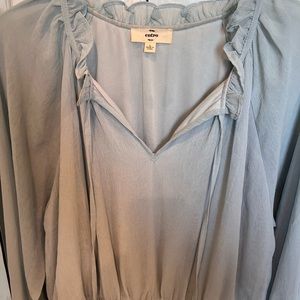 Baby blue ruffle dress, bell sleeve